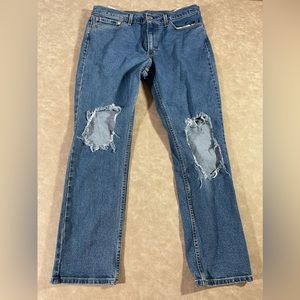 Levi’s 511 Distressed Hole in Knees Straight Medium Wash Jeans 36x30